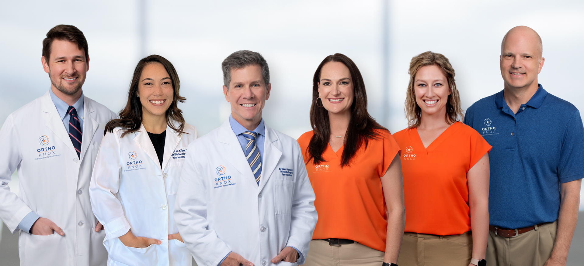 This is a group image of the OrthoKnox orthopaedic team, including Dr. David Hovis and Dr. Faye Kibler and their associates.