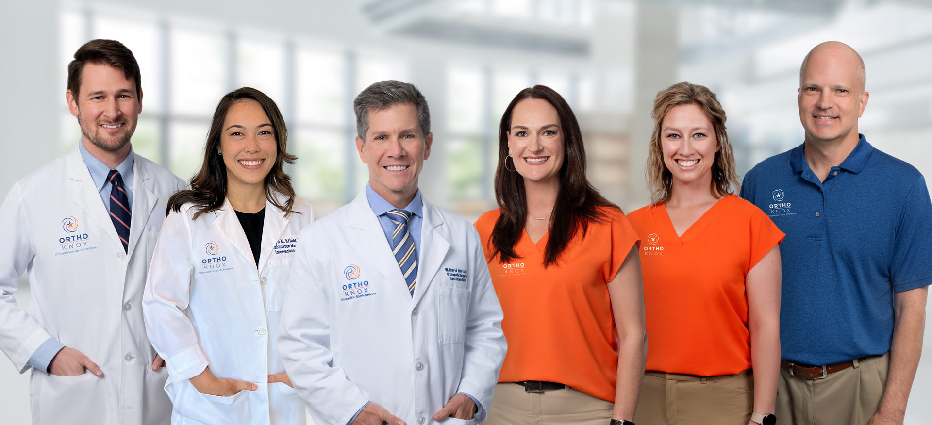 This is a group image of the OrthoKnox orthopaedic team, including Dr. David Hovis and Dr. Faye Kibler and their associates.